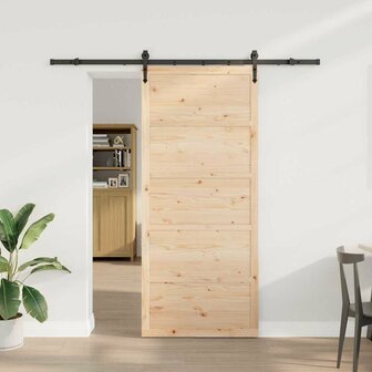 Schuifdeur Bruin 80 x 208 cm Massief grenenhout 1