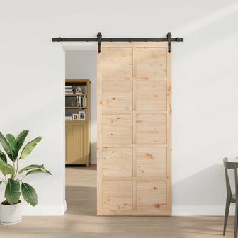 Schuifdeur Bruin 80 x 208 cm Massief grenenhout 1