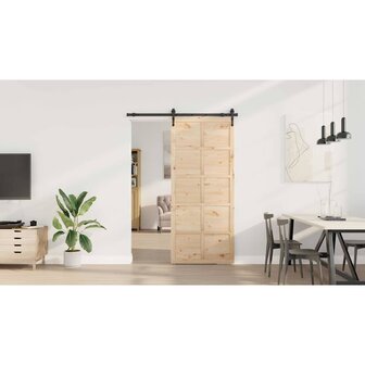 Schuifdeur Bruin 80 x 208 cm Massief grenenhout 2