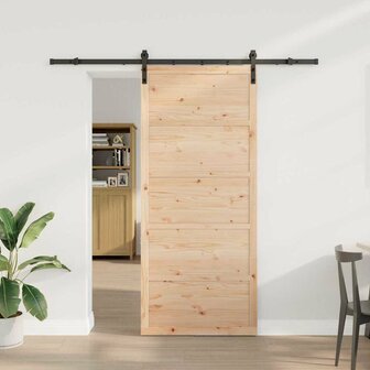 Schuifdeur Bruin 90 x 208 cm Massief grenenhout 1