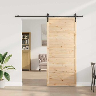 Schuifdeur Bruin 90 x 208 cm Massief grenenhout 2