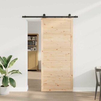 Schuifdeur Bruin 80 x 208 cm Massief grenenhout 1