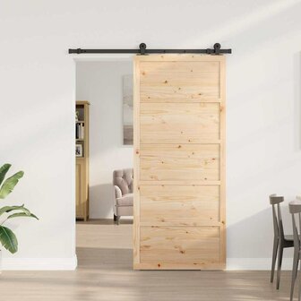 Schuifdeur Bruin 80 x 208 cm Massief grenenhout 2