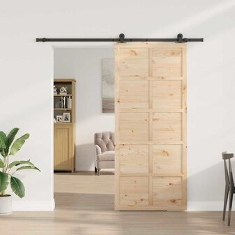 Schuifdeur Bruin 90 x 208 cm Massief grenenhout 2