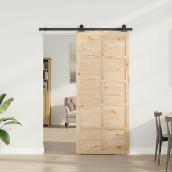 Schuifdeur Bruin 80 x 208 cm Massief grenenhout 2