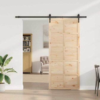 Schuifdeur Bruin 90 x 208 cm Massief grenenhout 2