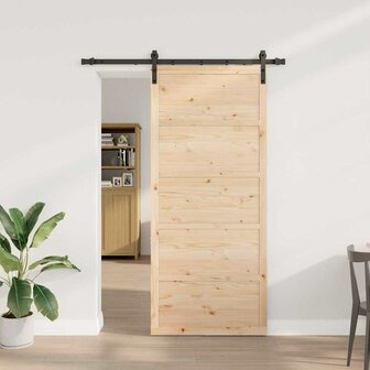 Schuifdeur Bruin 80 x 208 cm Massief grenenhout 1