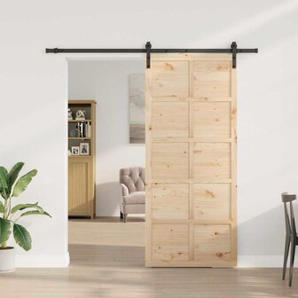 Schuifdeur Bruin 90 x 208 cm Massief grenenhout 2