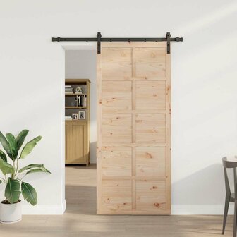 Schuifdeur Bruin 80 x 208 cm Massief grenenhout 1