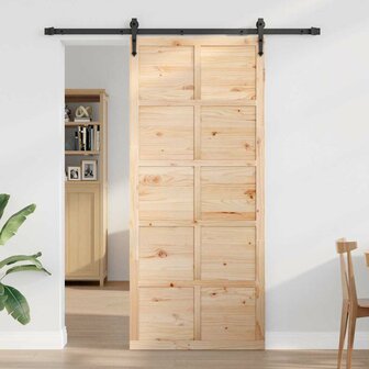 Schuifdeur Bruin 90 x 210 cm Massief grenenhout 2