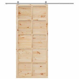 Schuifdeur Bruin 80 x 210 cm Massief grenenhout 8