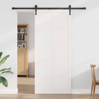 Schuifdeur Wit 80 x 210 cm Massief grenenhout 2