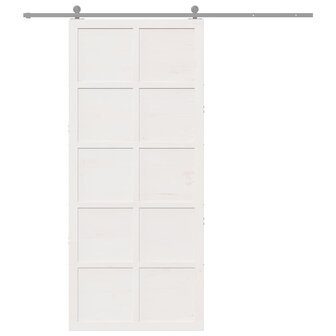 Schuifdeur Wit 80 x 210 cm Massief grenenhout 8