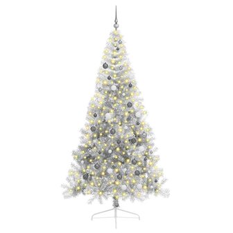 Kunstkerstboom met decoratieve touwlichten Zilver 240 cm PET 2