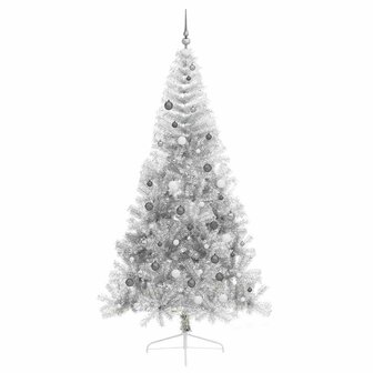 Kunstkerstboom met decoratieve touwlichten Zilver 240 cm PET 4
