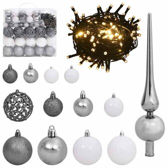 Kunstkerstboom met decoratieve touwlichten Zilver 240 cm PET 6