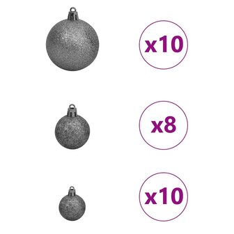 Kunstkerstboom met decoratieve touwlichten Zilver 240 cm PET 8