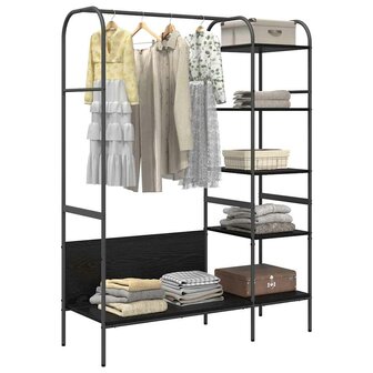 Kledingrek met Planken Zwart Eik 120x44x160 cm 2