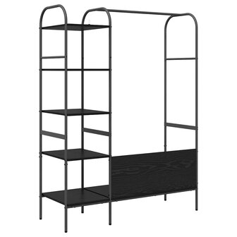 Kledingrek met Planken Zwart Eik 120x44x160 cm 6
