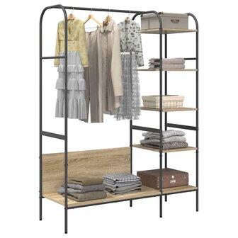 Kledingrek met Planken Sonoma Eiken 120x44x160 cm Gemaakt van Geengineerd Hout 2
