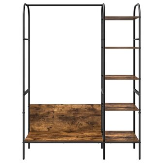 Kledingrek met Planken Gerookt Eiken 120x44x160 cm 4