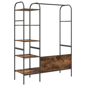 Kledingrek met Planken Gerookt Eiken 120x44x160 cm 6