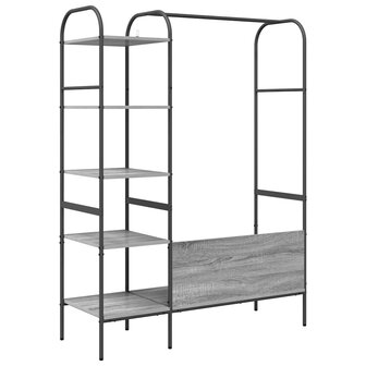 Kledingrek met Planken Grijs Sonoma 120x44x160 cm Gelaagd Hout 6
