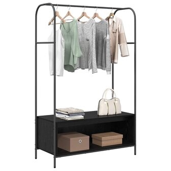 Kledingrek met Planken - Zwart Eik 100x44x160 cm 2