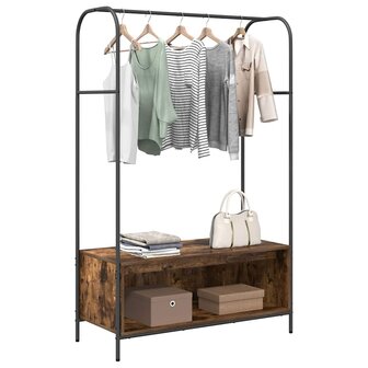 Kledingrek met Planken Rook Eiken 100x44x160 cm 2