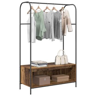 kledingrek met planken van oud hout 100x44x160 cm 2