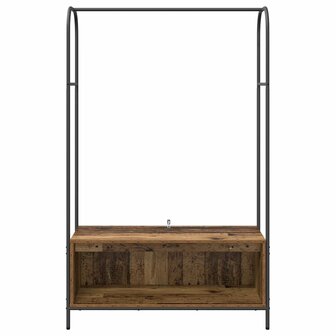 kledingrek met planken van oud hout 100x44x160 cm 4