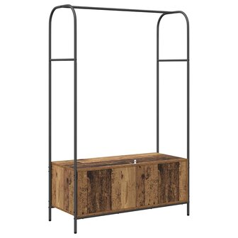 kledingrek met planken van oud hout 100x44x160 cm 6