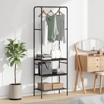 Kledingrek met planken met plank Zwart eiken 60 x 30 x 171 cm 1