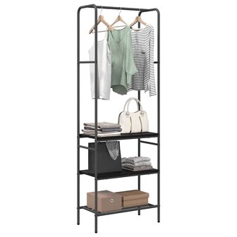 Kledingrek met planken met plank Zwart eiken 60 x 30 x 171 cm 2