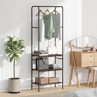 Kledingrek met planken met plank Gerookt eiken 60 x 30 x 171 cm 1