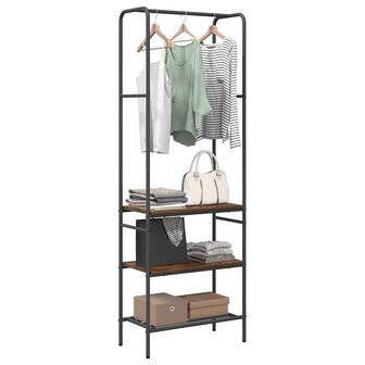 Kledingrek met planken met plank Gerookt eiken 60 x 30 x 171 cm 2