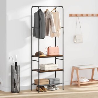 Kledingrek met planken met plank Gerookt eiken 60 x 30 x 171 cm 3