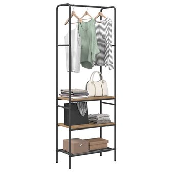 Kledingrek met planken artisanaal eikenkleurig 60 x 30 x 171 cm 2