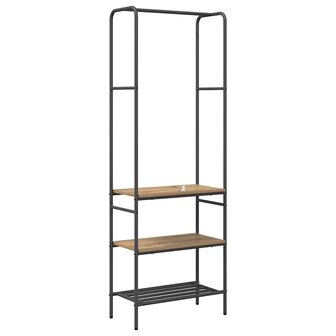Kledingrek met planken artisanaal eikenkleurig 60 x 30 x 171 cm 6