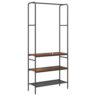 Kledingrek met planken Gerookt eiken 77 x 30 x 171 cm 6
