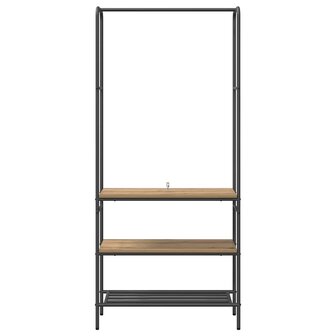 Kledingrek met planken artisanaal eikenkleurig 77 x 30 x 171 cm 4