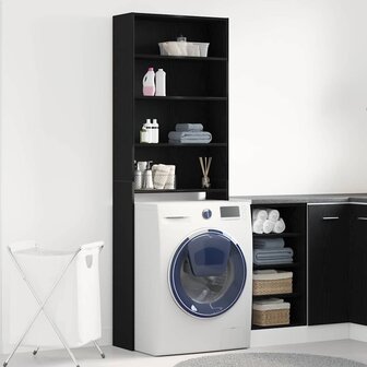 Wasmachinekast 64x24x190 cm bewerkt hout zwart eikenkleurig 1