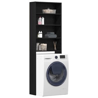Wasmachinekast 64x24x190 cm bewerkt hout zwart eikenkleurig 2