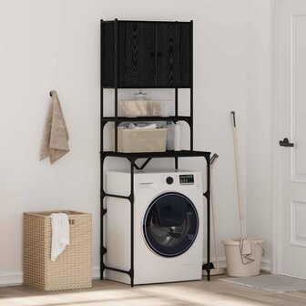 wasmachinekast Zwart Eiken 68x48.5x194 cm 1