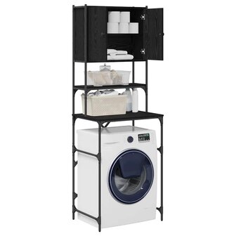 wasmachinekast Zwart Eiken 68x48.5x194 cm 2