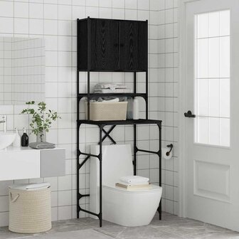 wasmachinekast Zwart Eiken 68x48.5x194 cm 3