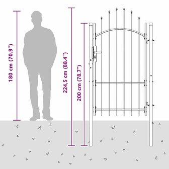 Tuinpoort met slot Grijs 170 x 100 cm 100 x 175 cm Staal 7