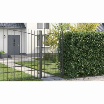 Tuinpoort met slot Grijs 200 x 100 cm 100 x 200 cm Staal 3