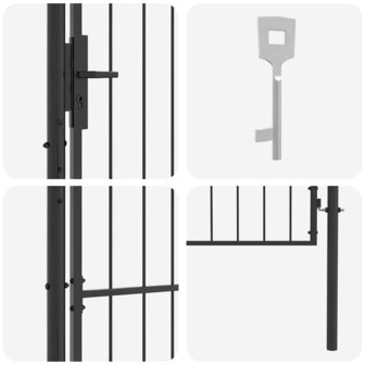 Tuinpoort met slot Grijs 200 x 100 cm 100 x 200 cm Staal 5