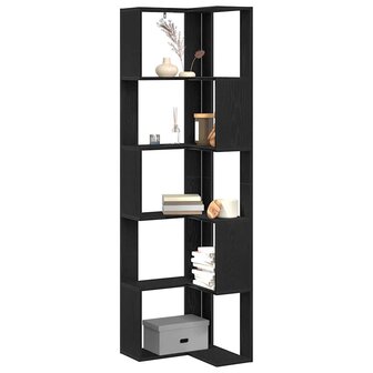 Hoekboekenkast 5-laags 50x50x179 cm bewerkt hout zwart eiken 2